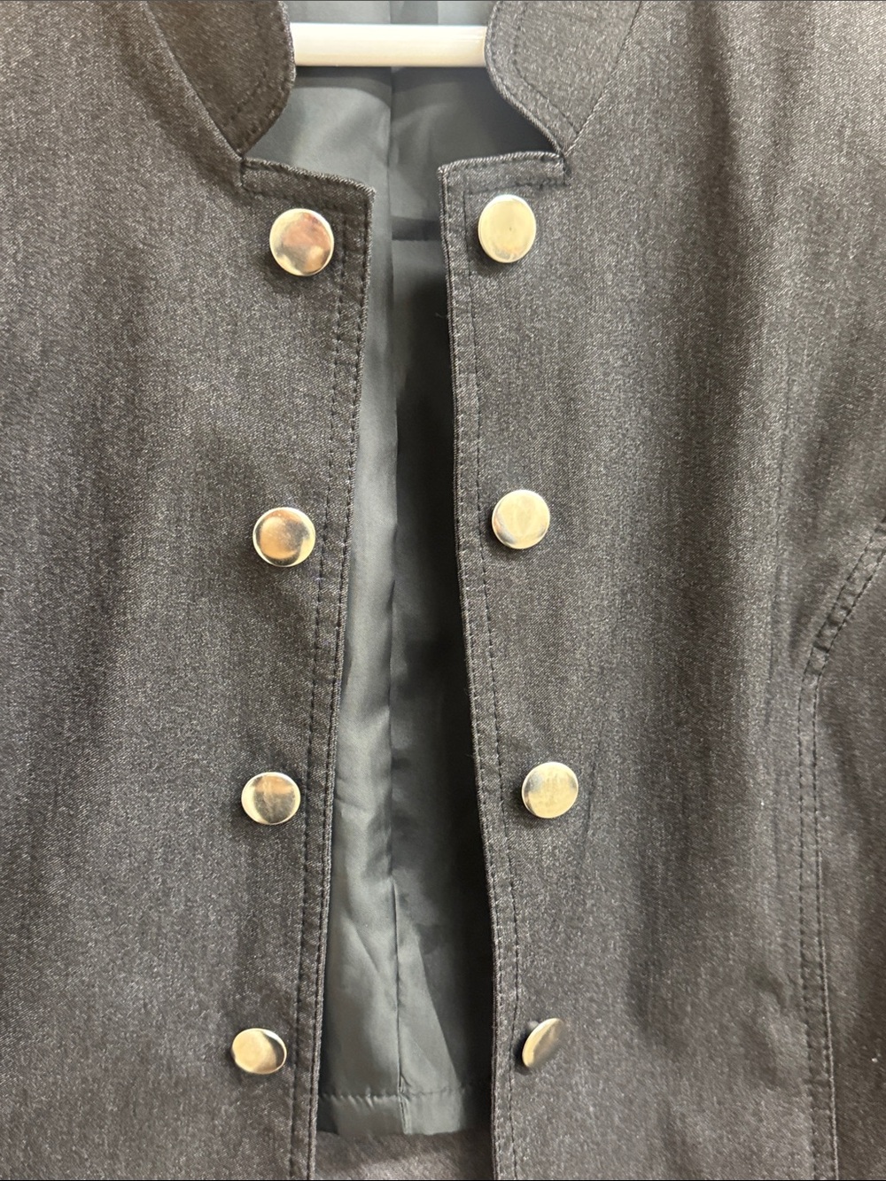 Dress Barn Black Military-Style Button Front Blazer - Picture 4 of 6